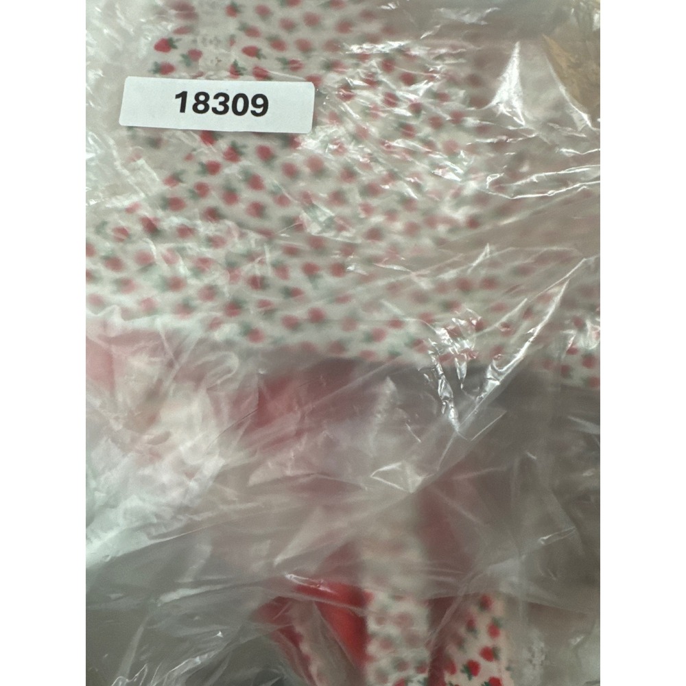 Unbranded Gingerbread Pinafore Dress Kids 3T Red Strawberry Print Lace Holiday - Picture 9 of 9
